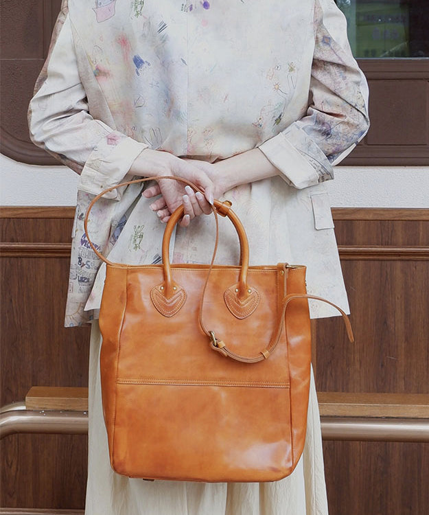 Sac fourre-tout en cuir marron élégant de grande capacité - Street-Wave