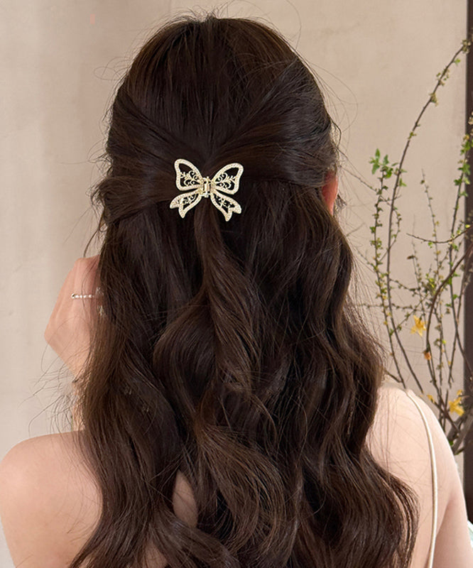 Épingle à cheveux élégante en alliage d'or avec perle et papillon ajouré - Street-Wave