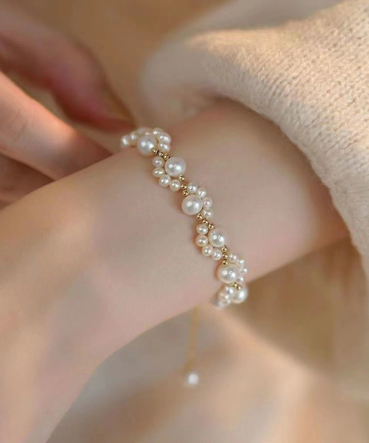 Bracelet élégant en alliage blanc avec chaîne en forme de griffe de chat et perles - Street-Wave