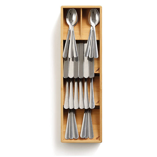Minimalist Bamboo Cutlery Organizer with Multi-Compartment Design - Street-Wave