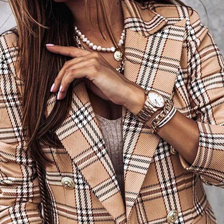 Royce Reversible Plaid Blazer For Women DoubleSided Check Pattern Elegant Versatile