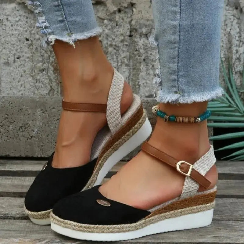 Street-Wave Closed Toe Wedge Sandals For Women Chic Comfort Espadrille