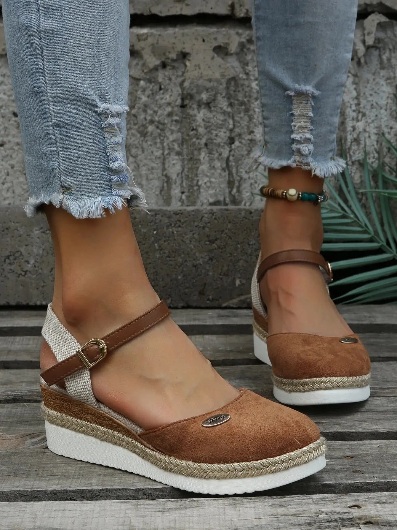 Street-Wave Closed Toe Wedge Sandals For Women Chic Comfort Espadrille
