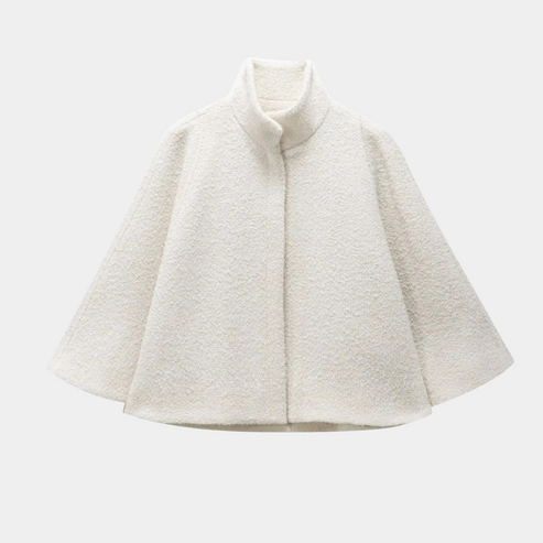 Street-wave High Neck Cape Coat For Women Elegant A-Line Swing Mantle Timeless Outerwear