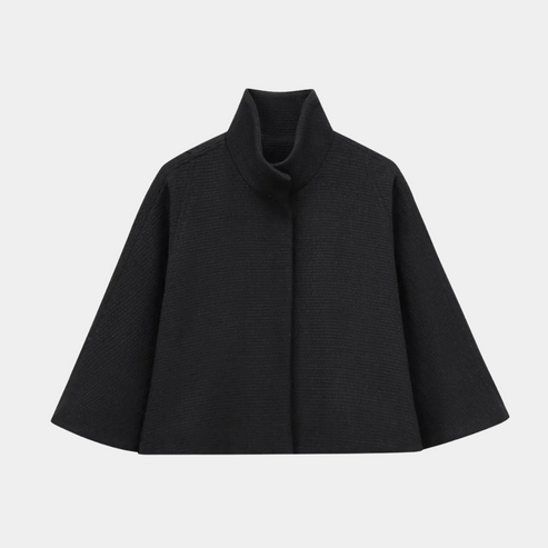 Street-wave High Neck Cape Coat For Women Elegant A-Line Swing Mantle Timeless Outerwear