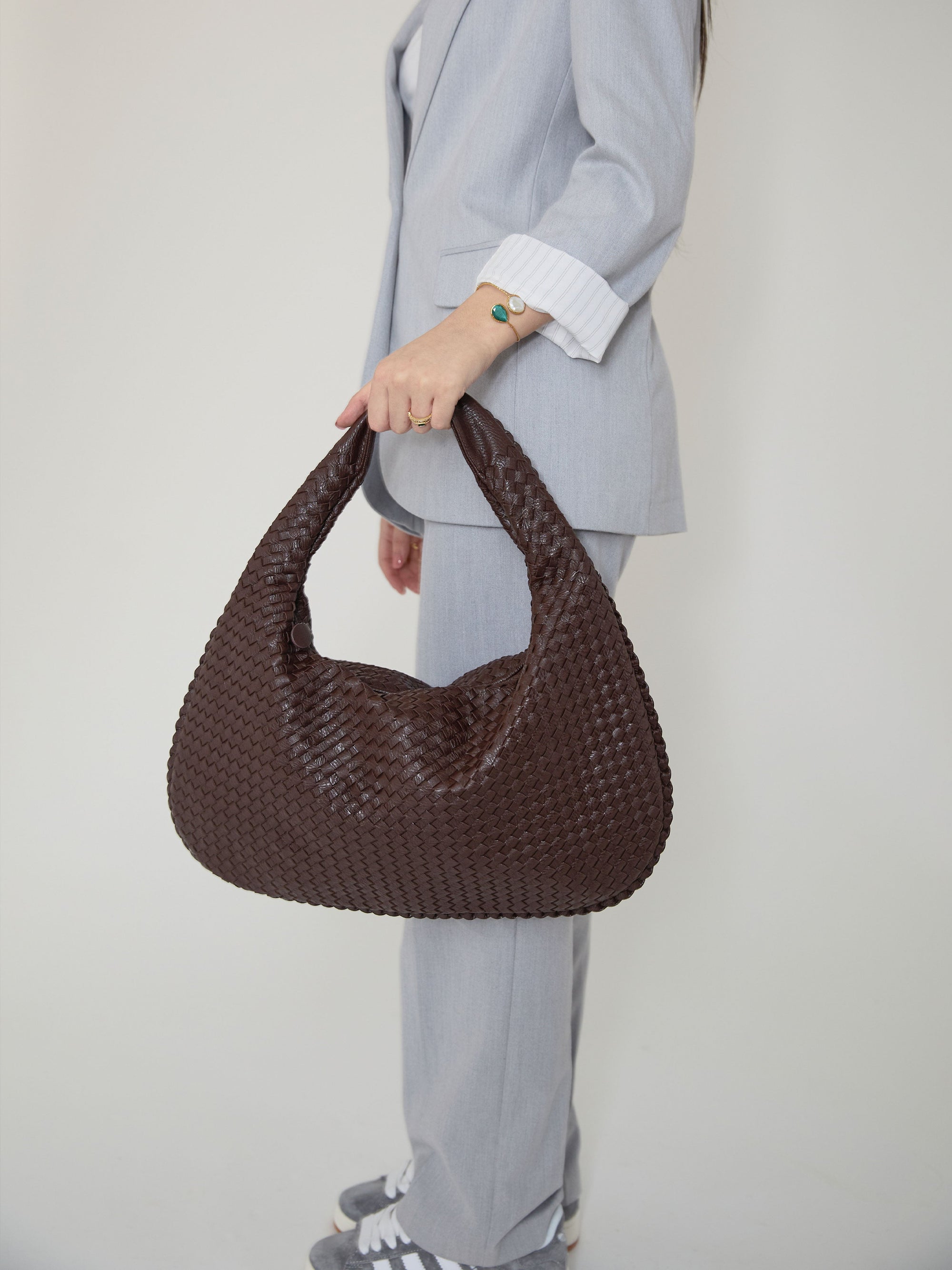 Street-wave | Kaffee Damenhandtasche Mit Geflochtenem Stilvollen Design - Street-wave