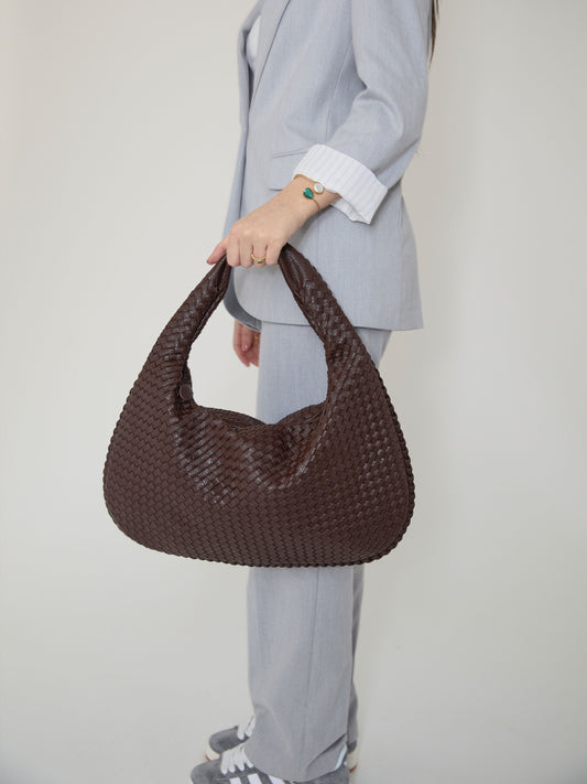 Street-wave | Kaffee Damenhandtasche Mit Geflochtenem Stilvollen Design - Street-wave