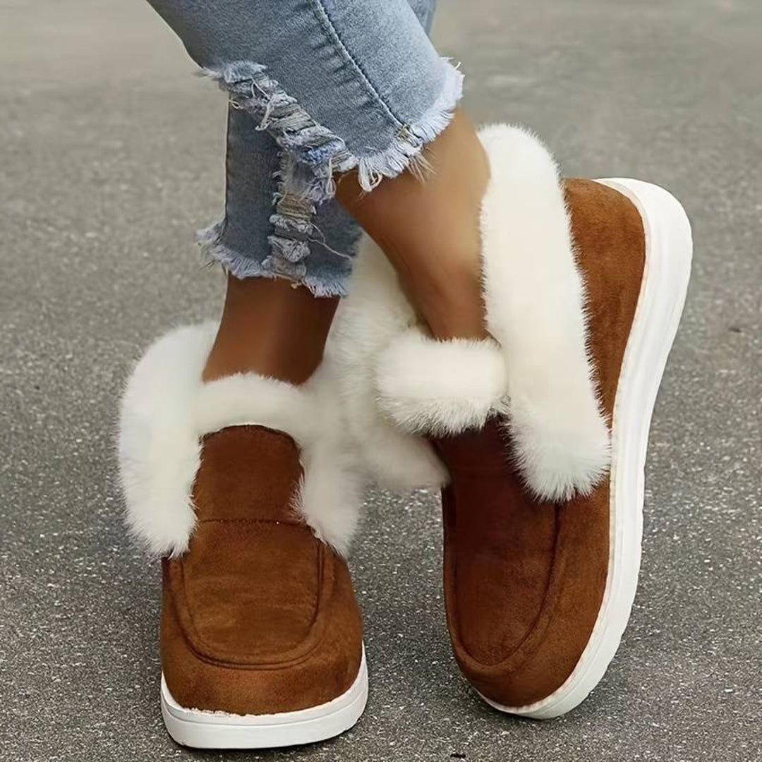 Street-Wave Velvet Snow Boots For Women - Cozy Warm Faux Fur Lined Winter Slippers