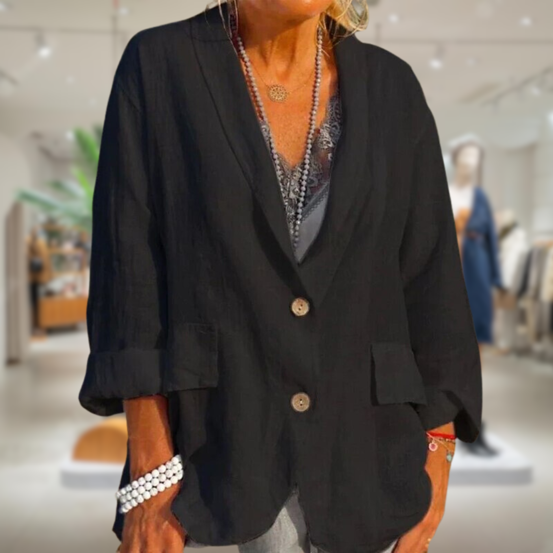 Street-wave Button Front Blazer For Women Elegant Comfortable Officewear With Classic Fit