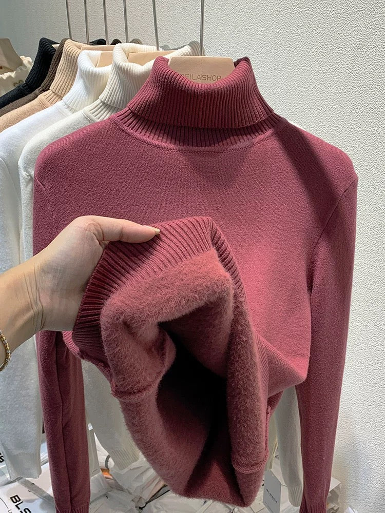 Street-Wave Oversized Cashmere Women's Turtleneck Sweater For Cozy Winter Warmth