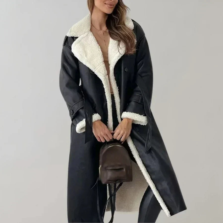 Streetwave Long Winter Coat For Women With Shearling Lined Collar Cozy Warmth Premium Materials