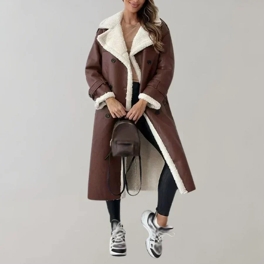 Streetwave Long Winter Coat For Women With Shearling Lined Collar Cozy Warmth Premium Materials