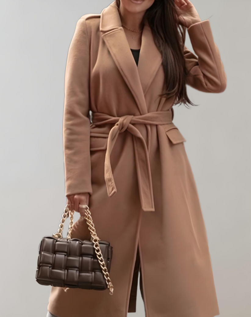 Streetwave Long Coat With Side Pockets And Zipper For Women Elegant Warmth Everyday Style
