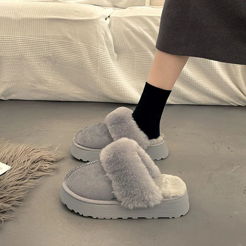 Street-Wave Cozy Winter Slippers For Women Soft Cotton Lining