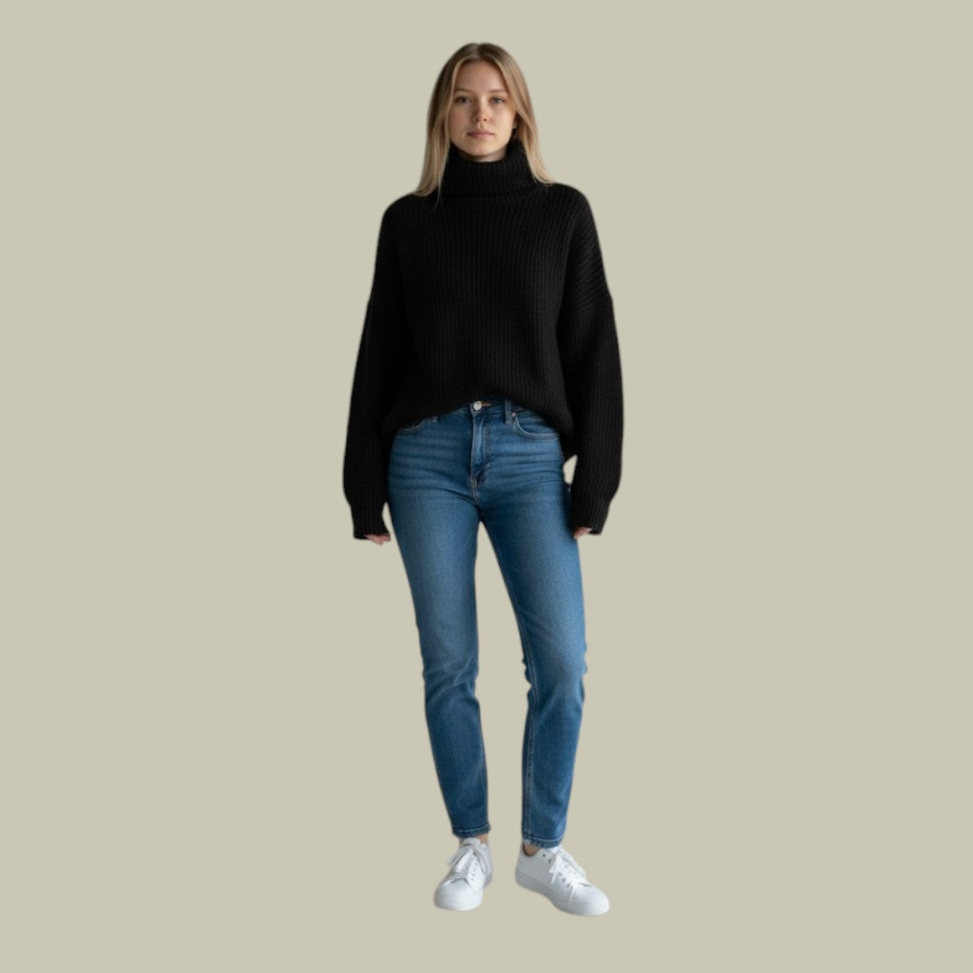 Paige Women's Cozy Modern Relaxed Fit Winter Turtleneck Sweater