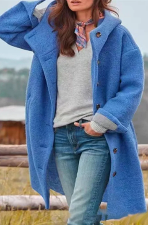 Street-Wave Elegant Black Coat For Women Oversized Warm Outerwear With Timeless Style
