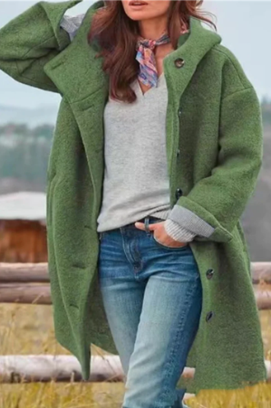 Street-Wave Elegant Black Coat For Women Oversized Warm Outerwear With Timeless Style
