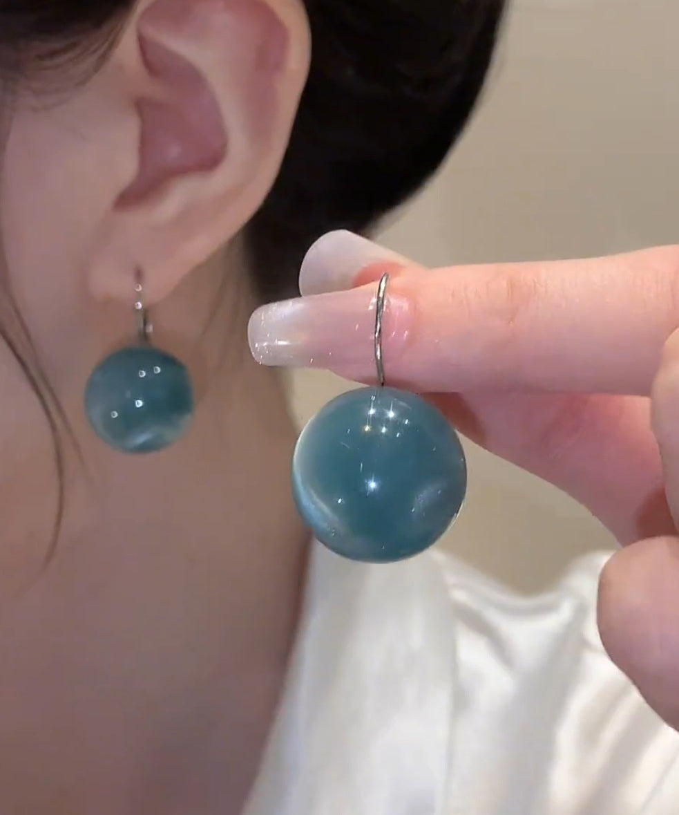 Boucles d'oreilles pendantes en argent sterling bleu avec boules mignonnes - Street-Wave