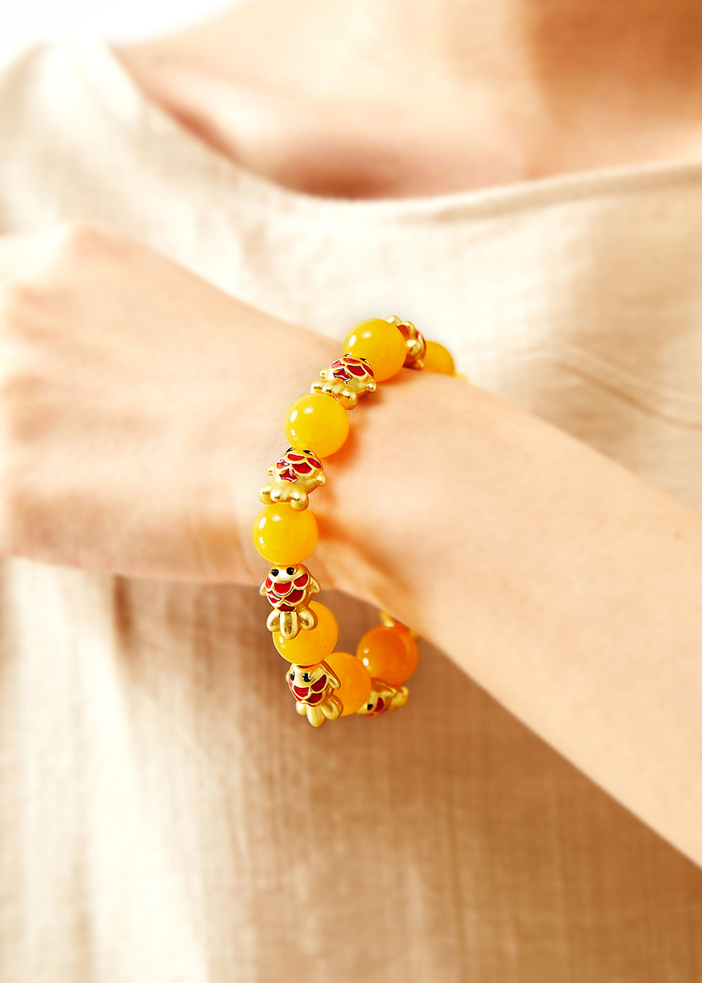 Bracelet en cire d'abeille fine avec dorure de poisson mignon - Street-Wave