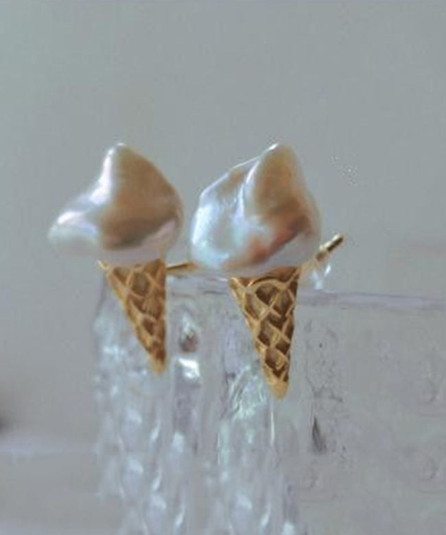 Boucles d'oreilles à tige en argent sterling et perles en forme de glace - Street-Wave