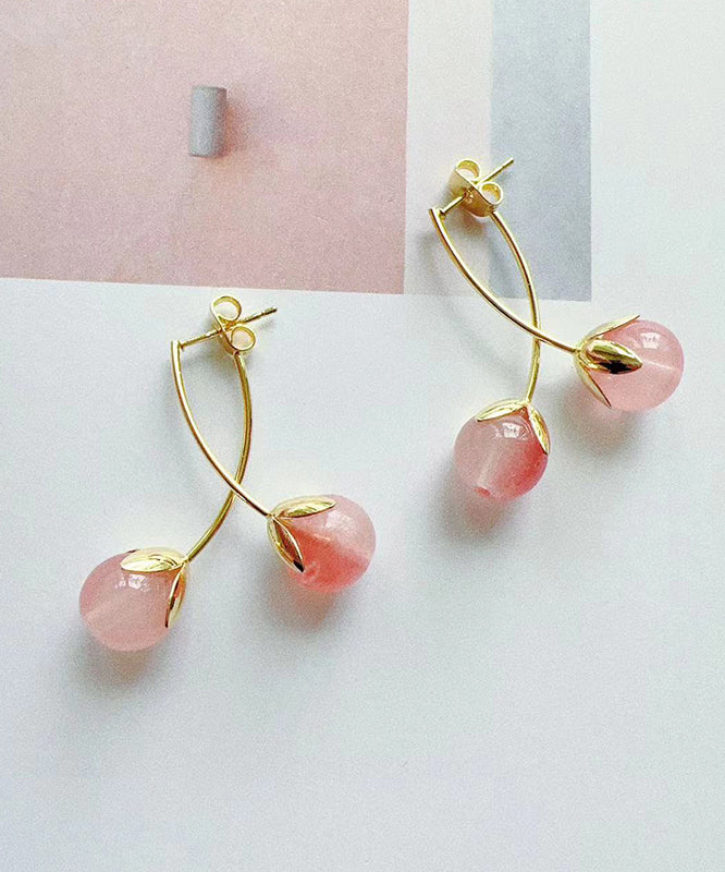 Boucles d'oreilles créoles en argent sterling et résine dorée en forme de tomate - Street-Wave