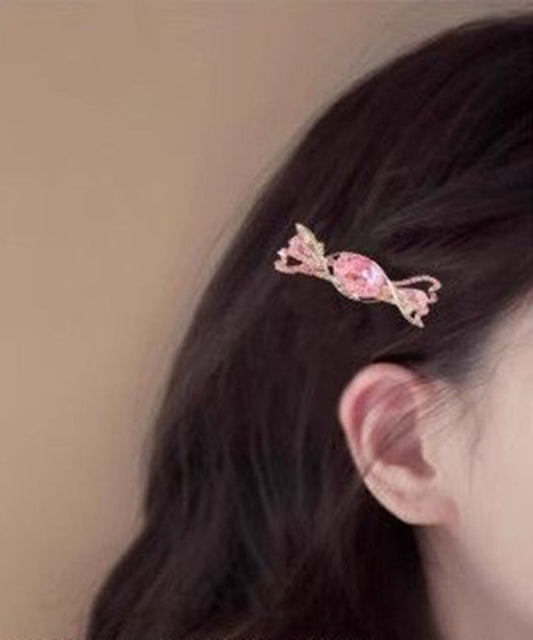 Jolie épingle à cheveux en alliage rose avec cristal et zircon - Street-Wave