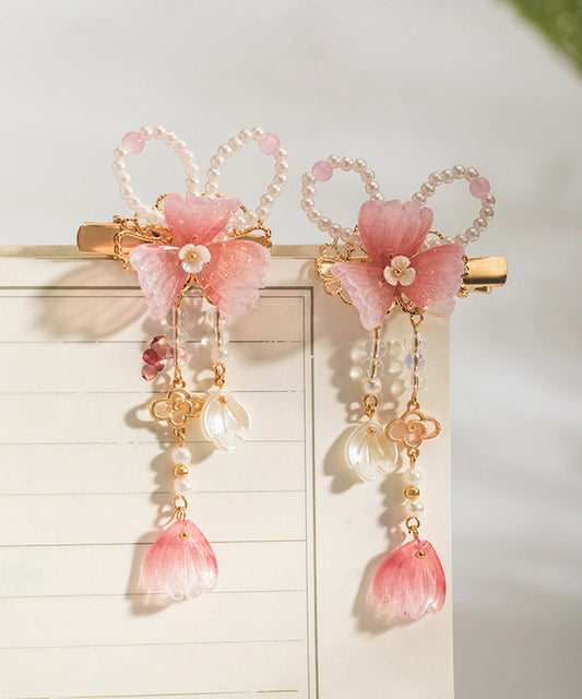 Épingles à cheveux roses mignonnes en alliage de cuivre avec pompon nacré (paire) - Street-Wave