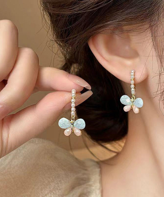 Jolies boucles d'oreilles créoles papillon en alliage de perles arc-en-ciel - Street-Wave