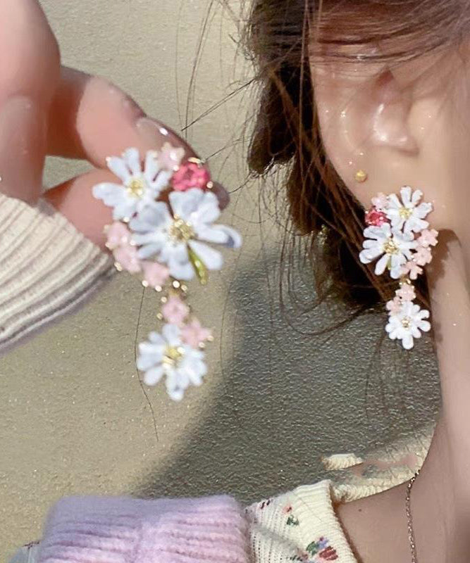 Boucles d'oreilles pendantes florales en cuivre arc-en-ciel - Street-Wave