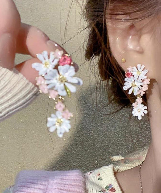Boucles d'oreilles pendantes florales en cuivre arc-en-ciel - Street-Wave