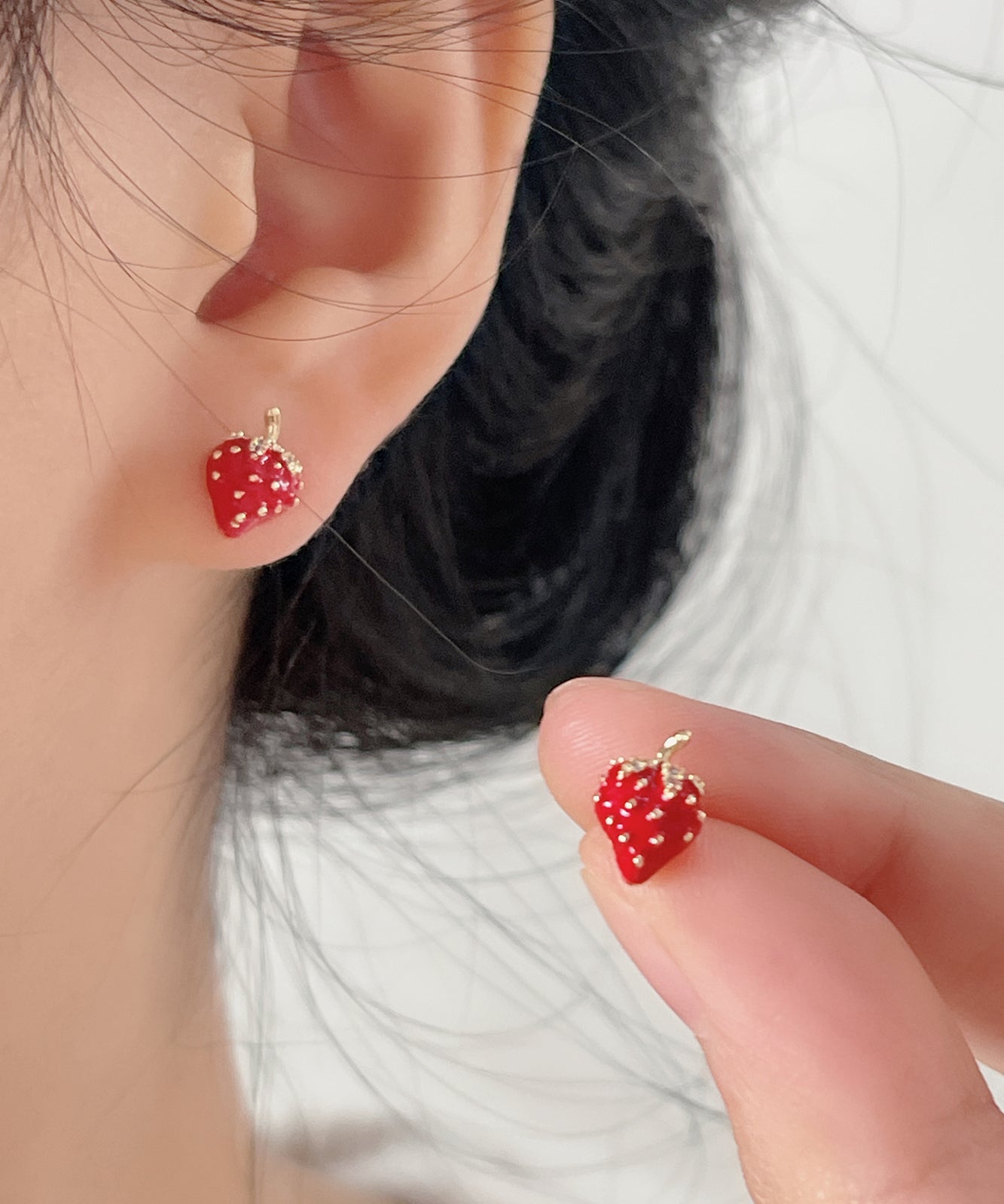 Boucles d'oreilles à tige en forme de fraise surdorée en cuivre rouge - Street-Wave