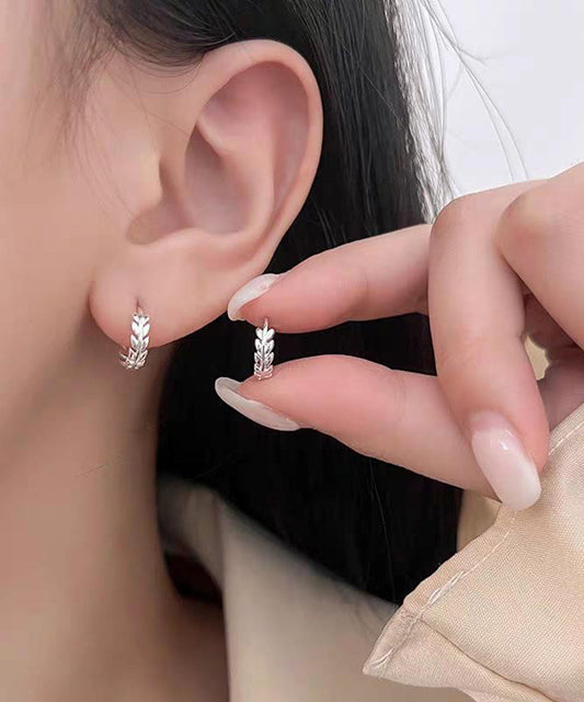 Jolies boucles d'oreilles créoles en soie et argent sterling en forme d'épi de blé - Street-Wave