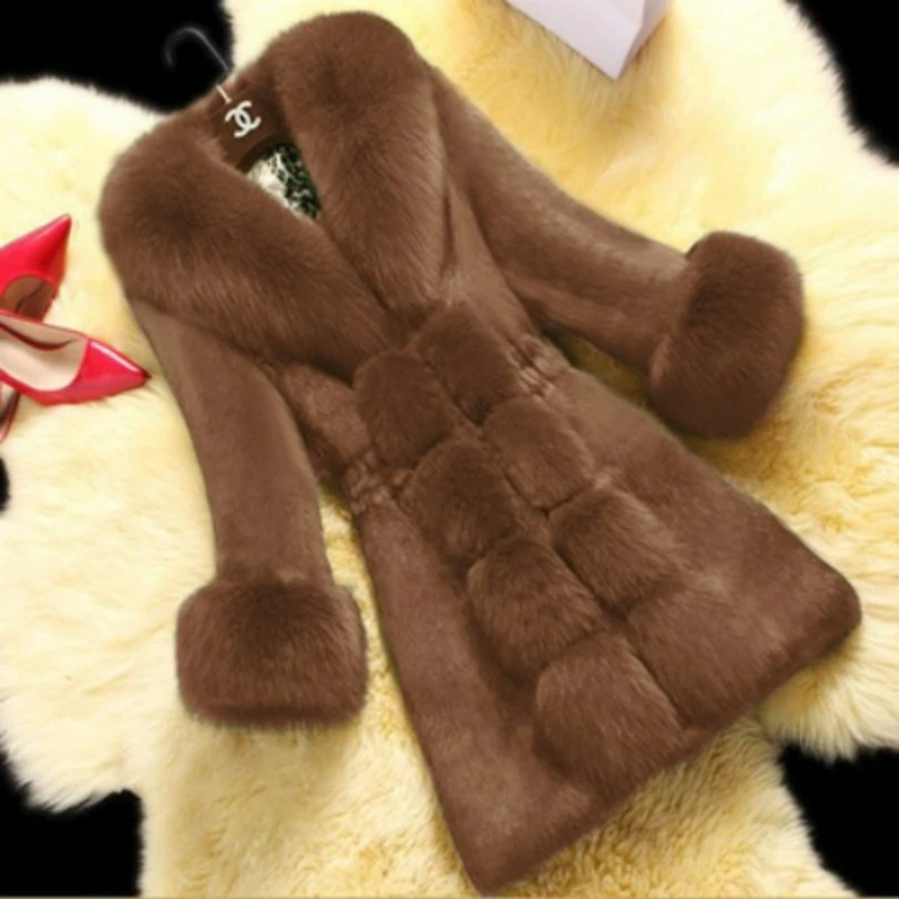 Street-Wave Fur Trim Coat For Women - Luxurious Plush Material With Soft Fur Accents