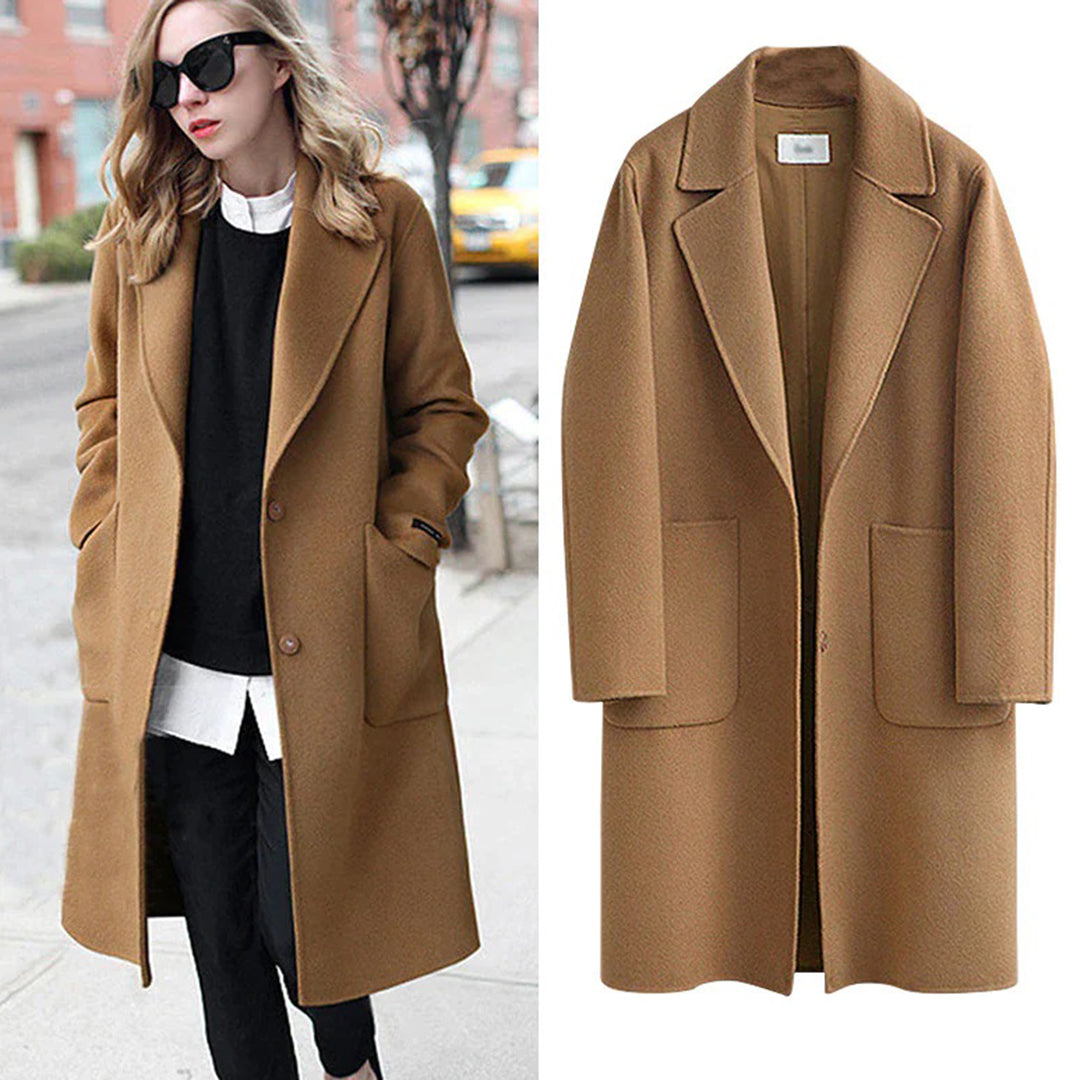 Street-Wave Long Winter Coat For Women Warm Cozy Wool Overcoat With Classic Silhouette