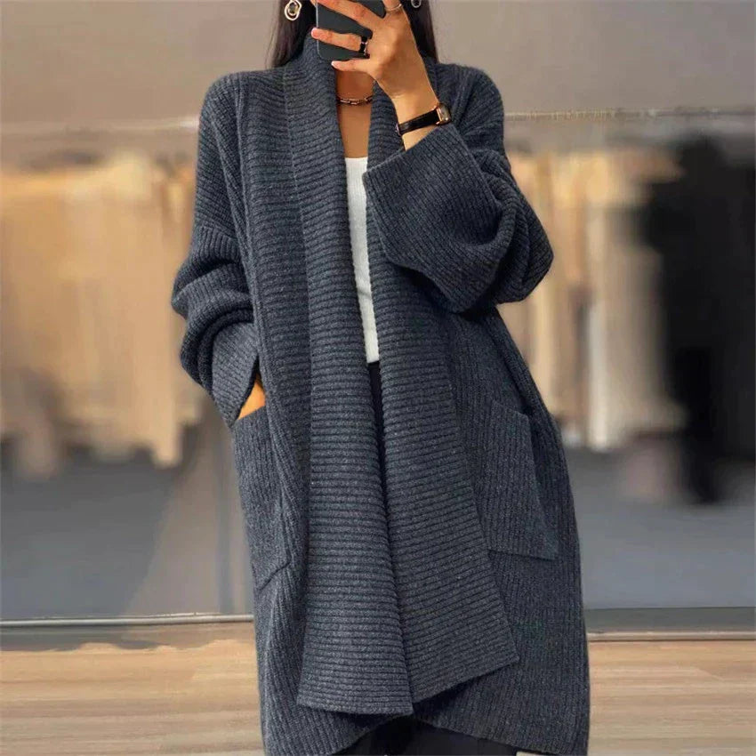 Street-wave Thick Knit Cardigan - Oversized Cozy Vintage Wool-Blend For Women Daily Chic Layering For Everyday Wear