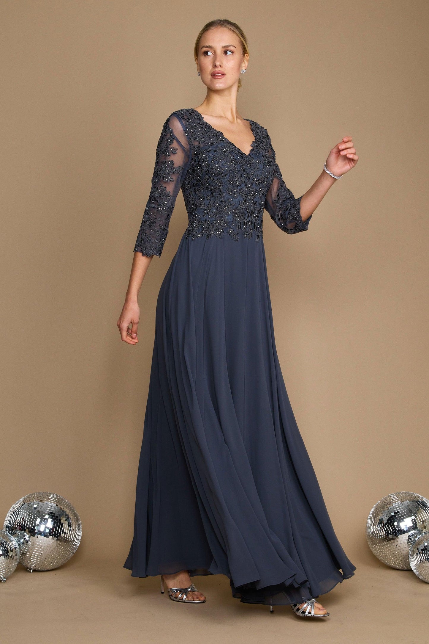 Street-Wave Chiffon Beaded Bodice Mother Of The Bride Dress