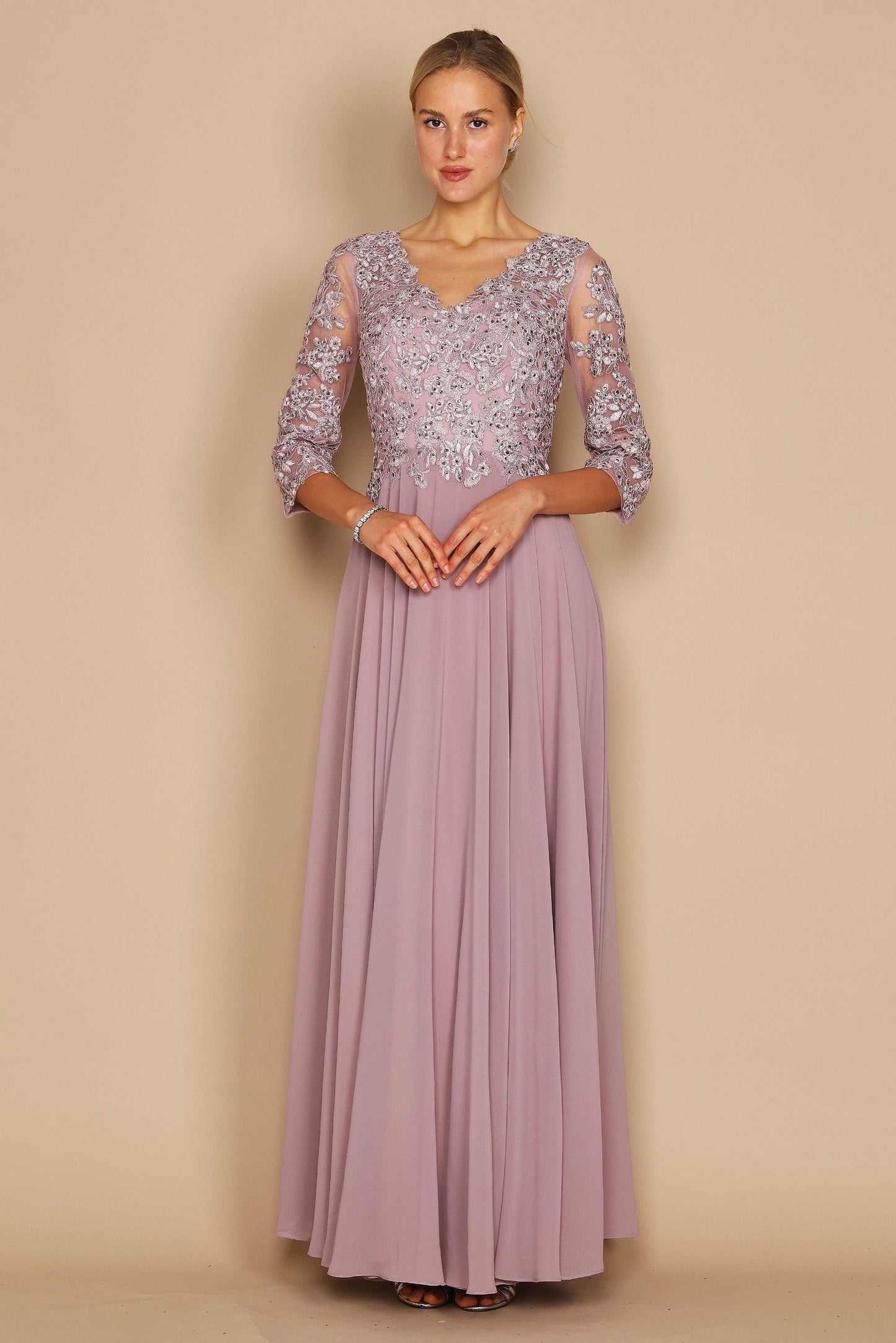 Street-Wave Chiffon Beaded Bodice Mother Of The Bride Dress