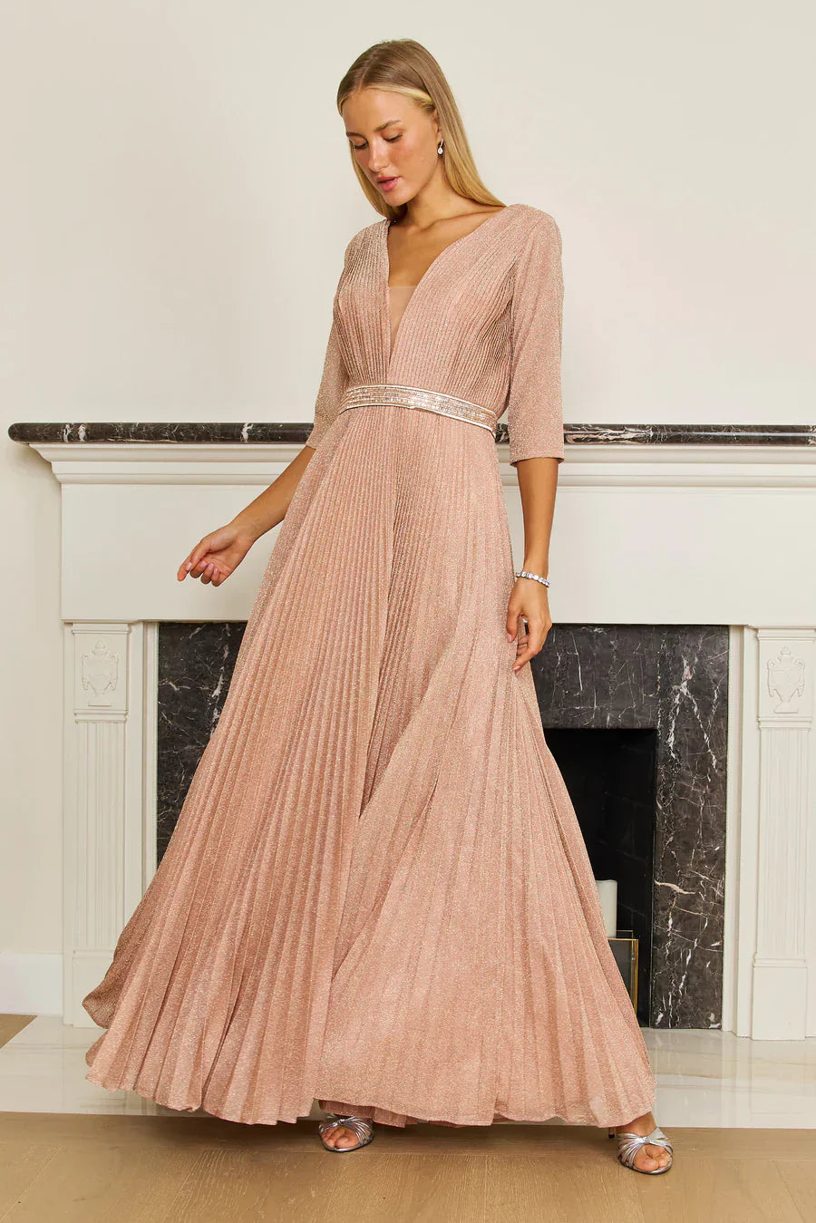 Street Wave Long Sleeve Formal Evening Dress For Mothers Of The Bride VNeck