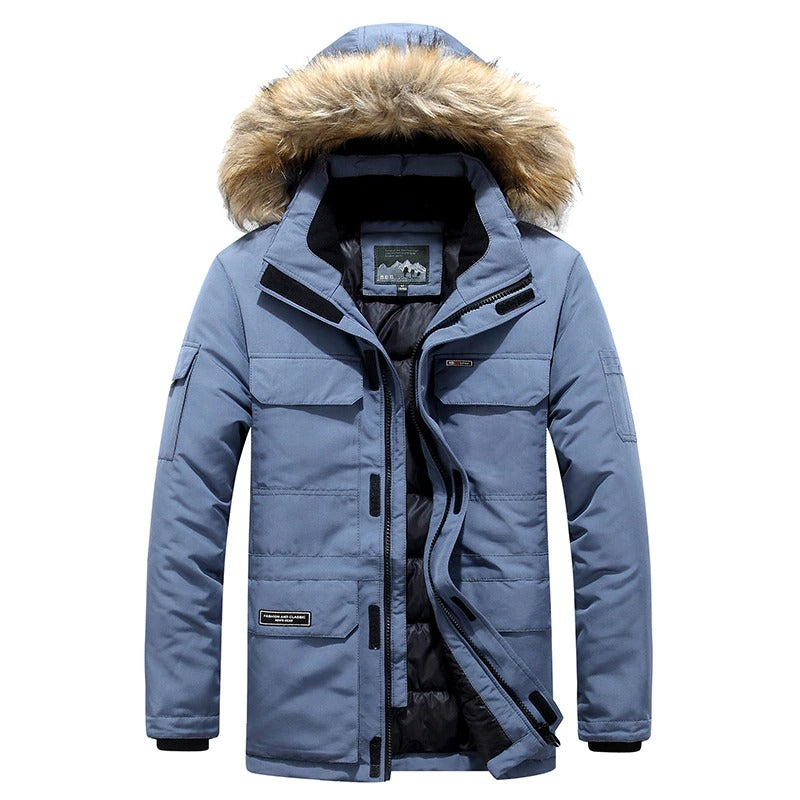 Street Wave Men Winter Coat With Fur Collar Waterproof Insulated For Cold Weather