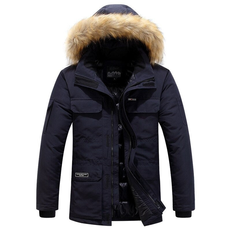 Street Wave Men Winter Coat With Fur Collar Waterproof Insulated For Cold Weather