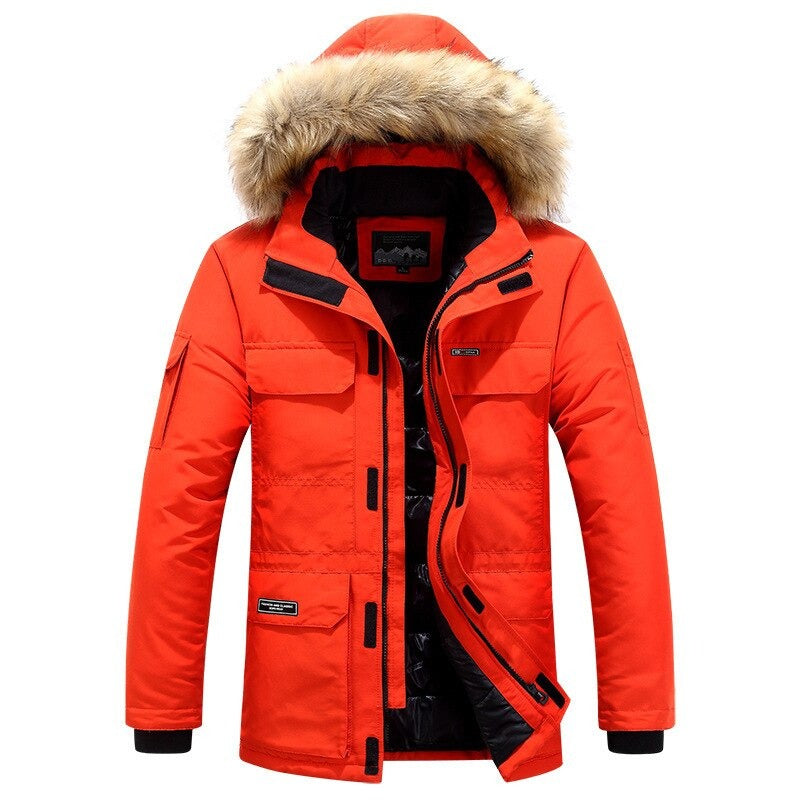 Street Wave Men Winter Coat With Fur Collar Waterproof Insulated For Cold Weather
