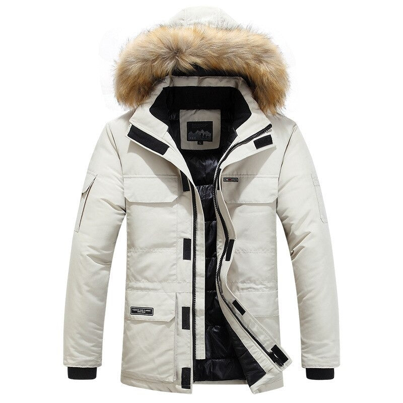 Street Wave Men Winter Coat With Fur Collar Waterproof Insulated For Cold Weather