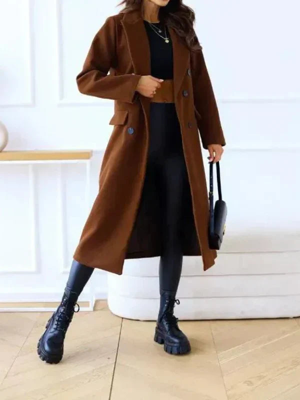 Street-Wave Women Double Breasted Wool Coat Elegant Warm Winter Coat With Luxe Insulation For Modern Style
