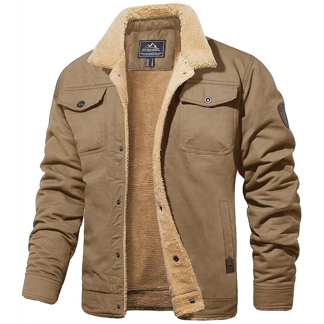 Street Wave Mens Shearling Bomber Jacket Vintage Pilot Style For Warm Rugged Everyday Wear