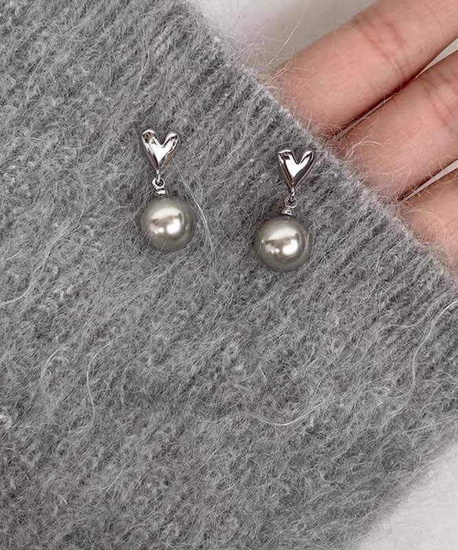 Boucles d'oreilles pendantes en argent sterling gris, perle et amour, à faire soi-même - Street-Wave