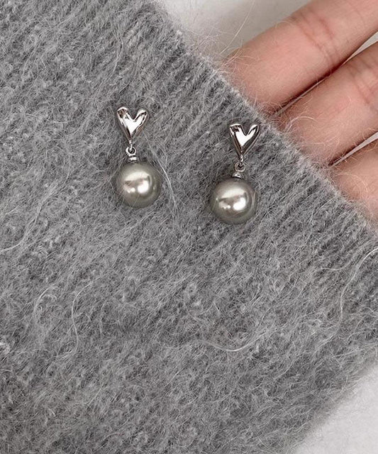 Boucles d'oreilles pendantes en argent sterling gris, perle et amour, à faire soi-même - Street-Wave