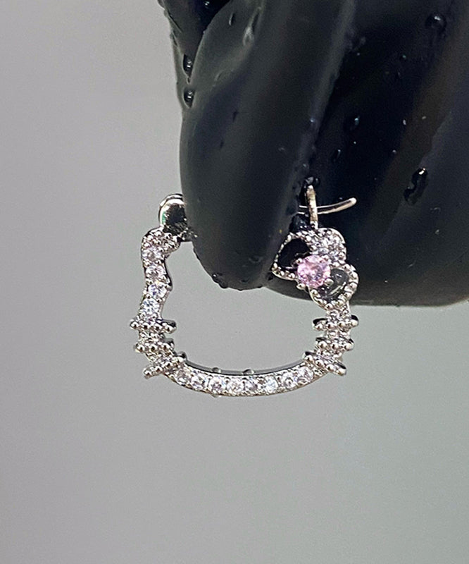 Boucles d'oreilles créoles en forme de chat, en soie, cuivre et zircon, à faire soi-même - Street-Wave