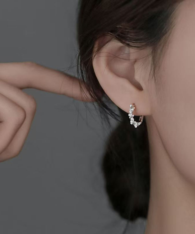 Boucles d'oreilles créoles en soie et argent sterling avec perles - Street-Wave