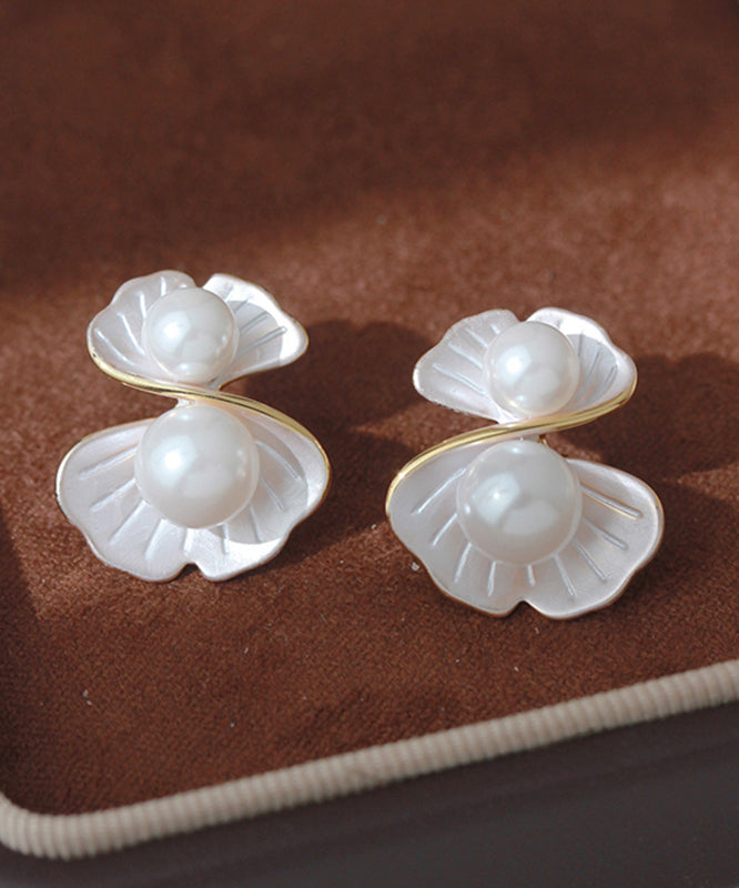 Boucles d'oreilles à tige en perles de gloire du matin avec surdorure en cuivre blanc DIY - Street-Wave