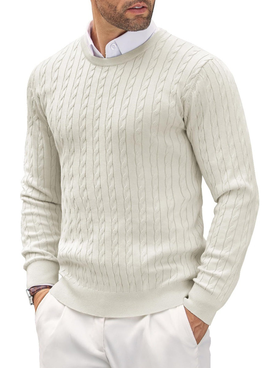 Street-wave Slim Fit Fine Knit Sweater For Men With Round Neck Premium Cotton Timeless Comfort